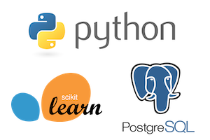 Tools we teach: Python, scikit-learn, and PostgreSQL